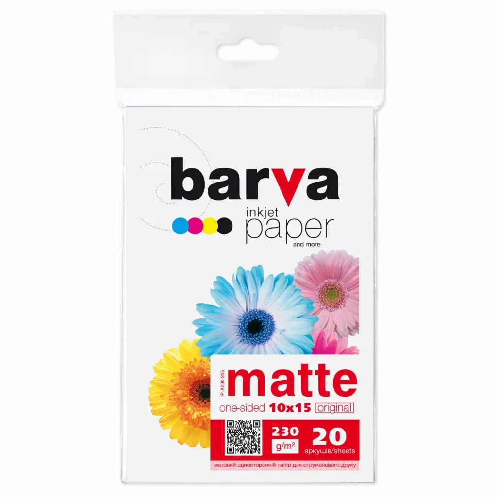 Фотопапір Barva 10x15, 230 g/m2, Original, Matte, 20c (IP-A230-205)