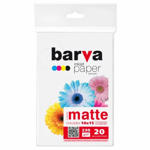Фотопапір Barva 10x15, 230 g/m2, Original, Matte, 20c (IP-A230-205)