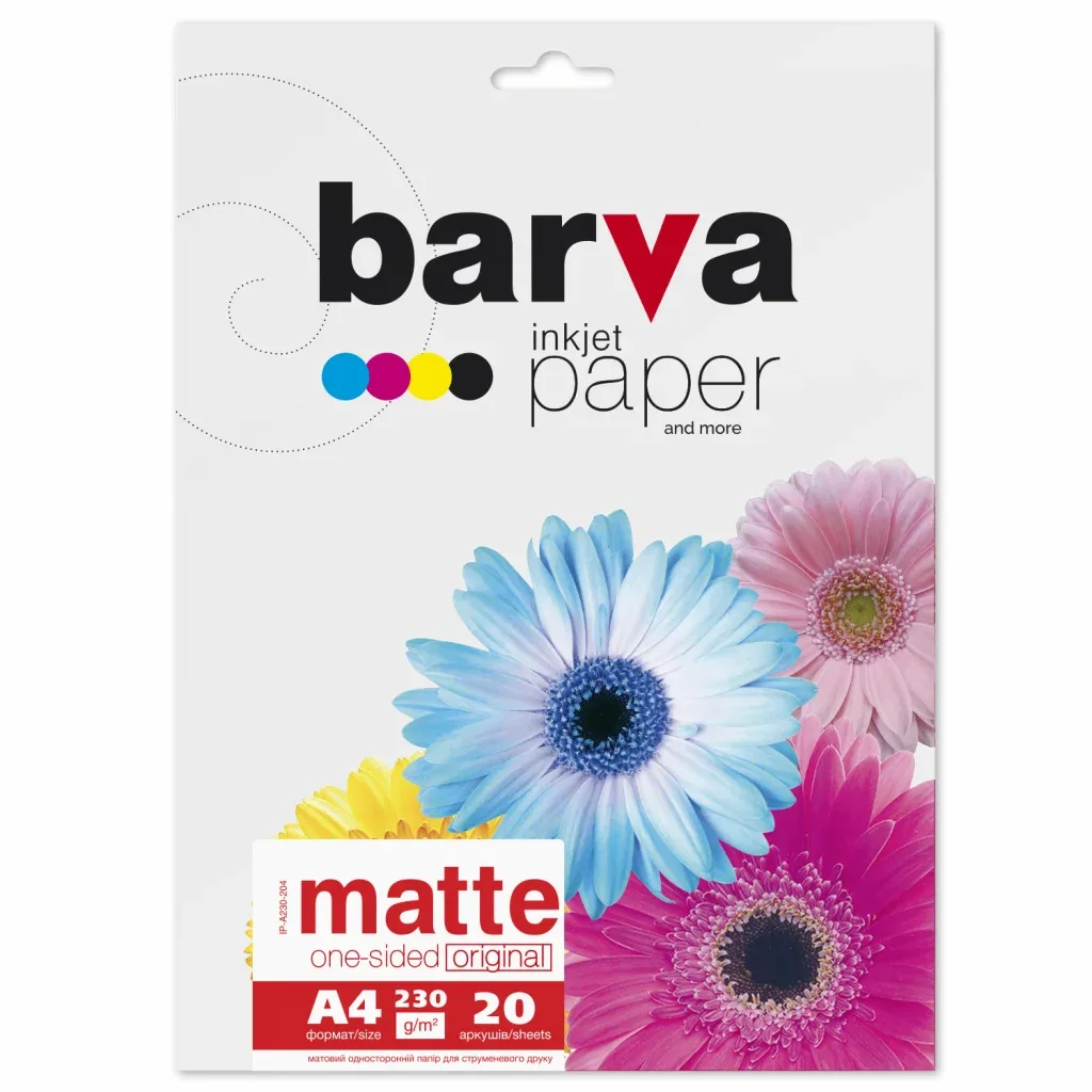 Фотопапір Barva A4 Original 230 g/m2, matte, 20c (IP-A230-204)