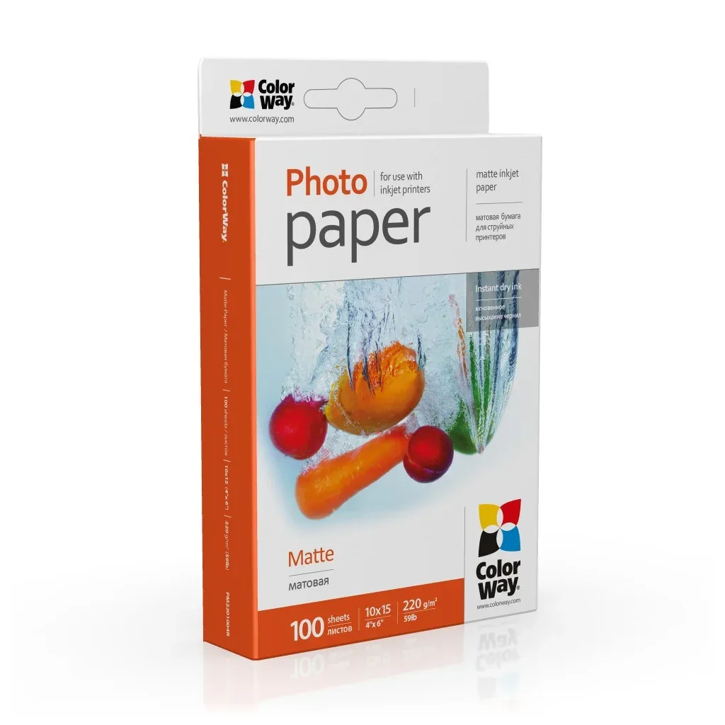 Фотопапір ColorWay 10x15, 220г, matte, 100л (PM2201004R_OEM)