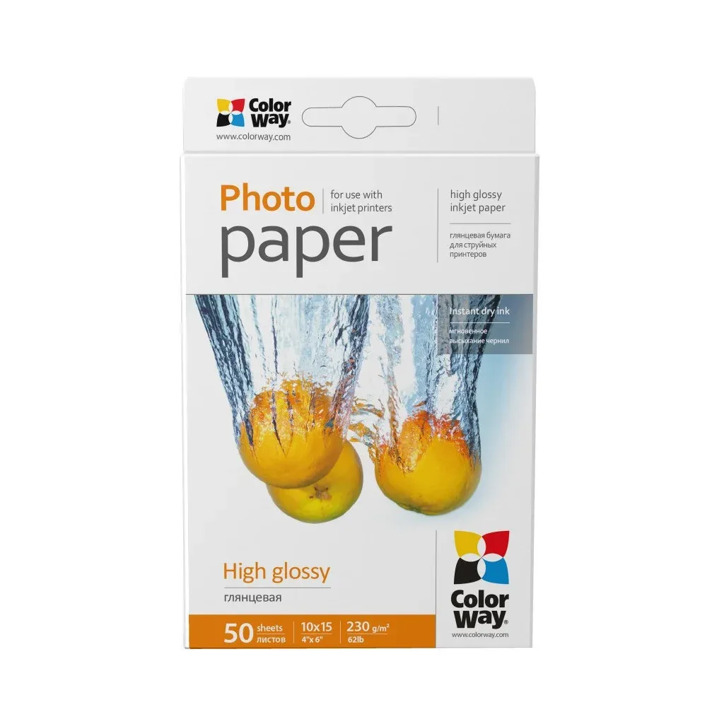 Фотопапір ColorWay 10x15 230г glossy, 50с (PG2300504R)