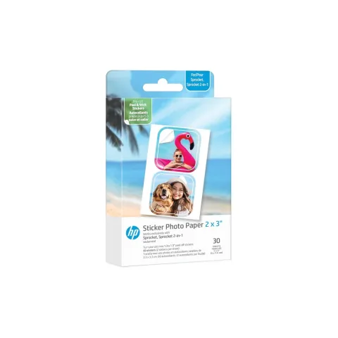 Фотопапір HP Zink 2x3" CutOut Sticker 30sh (60 stickers) glossy (HPIZ2X330C)