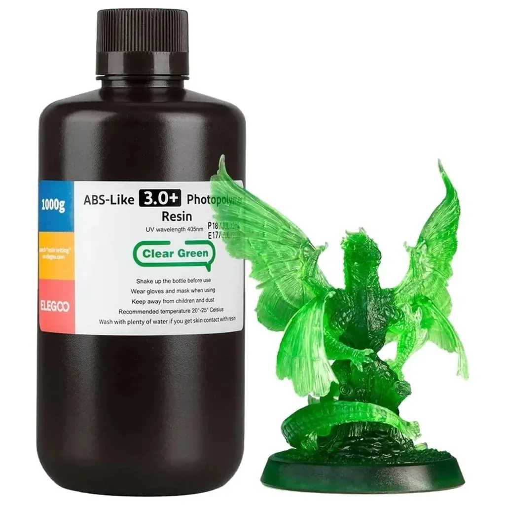 Фотополімерна смола ELEGOO Resin, ABS-like 3.0 plus 1кг, transparent green (50.103.0227)