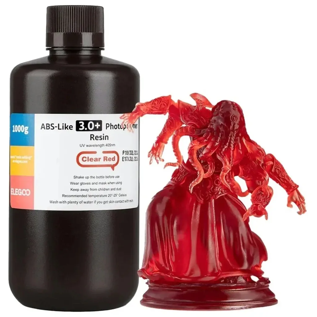 Фотополімерна смола ELEGOO Resin, ABS-like 3.0 plus 1кг, transparent red (50.103.0224)