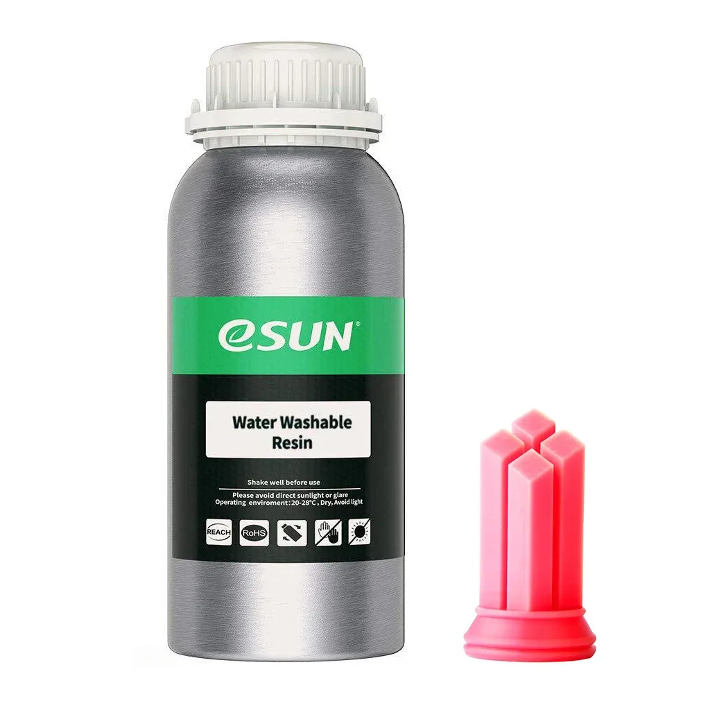 Фотополімерна смола eSUN Resin, Water Washable UV/LCD Red 0,5kg (WATERWASHABLERESINR500G)