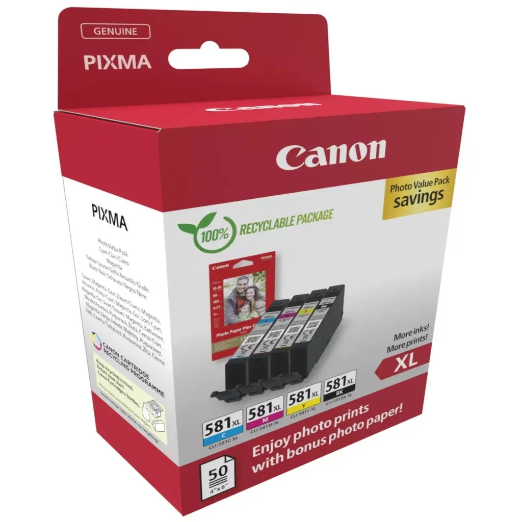 Картридж Canon CLI-581 Multipack XL BK,C,M,Y*8.3ml + Photopaper 50 sheet (2052C006)