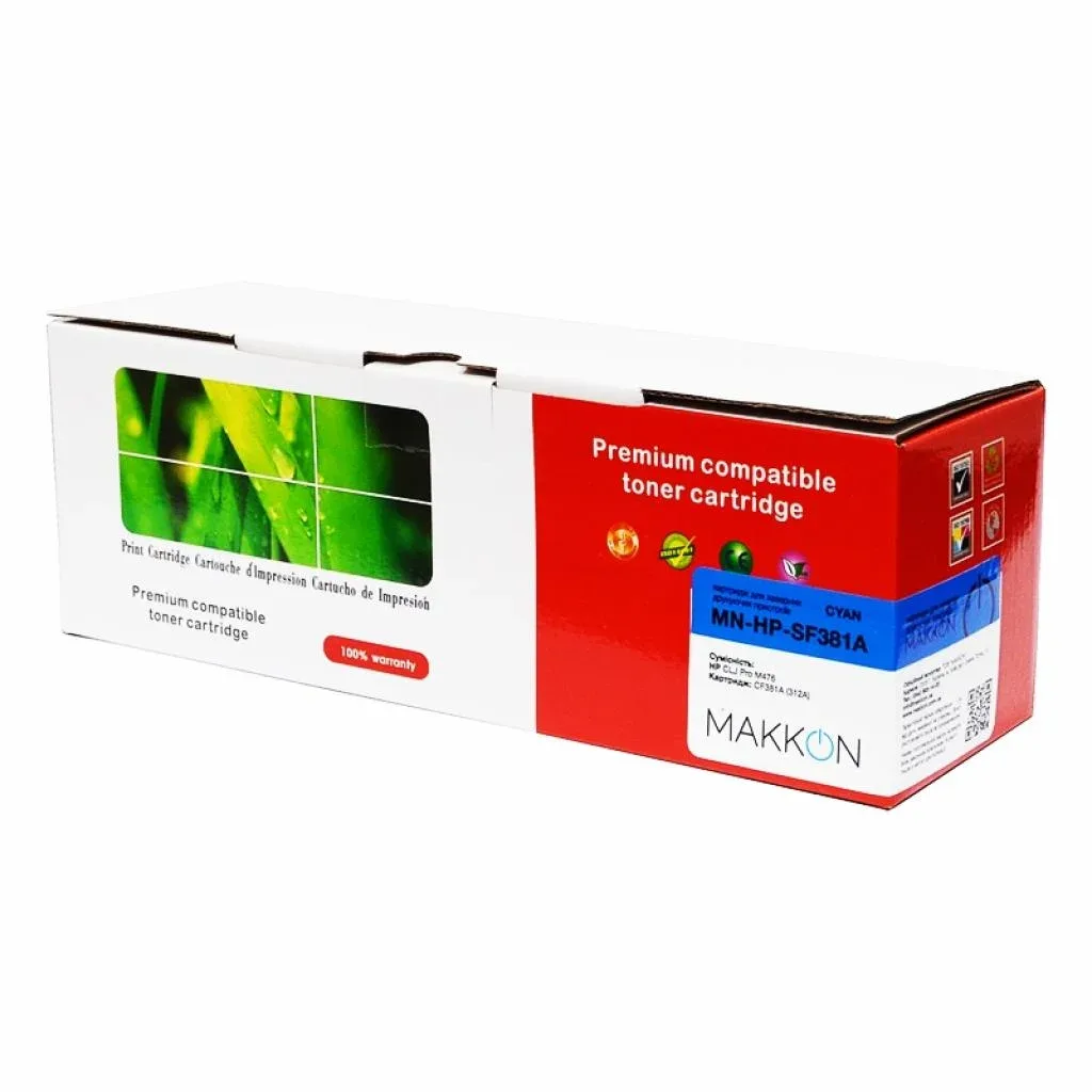 Картридж Makkon HP CLJP CF381A (312A) 2.7k Cyan (MN-HP-SF381A)