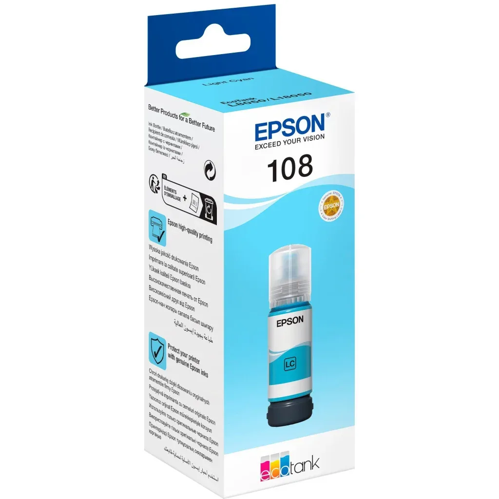 Контейнер з чорнилом Epson 108 EcoTank L8050/L18050 light cyan (C13T09C54A)