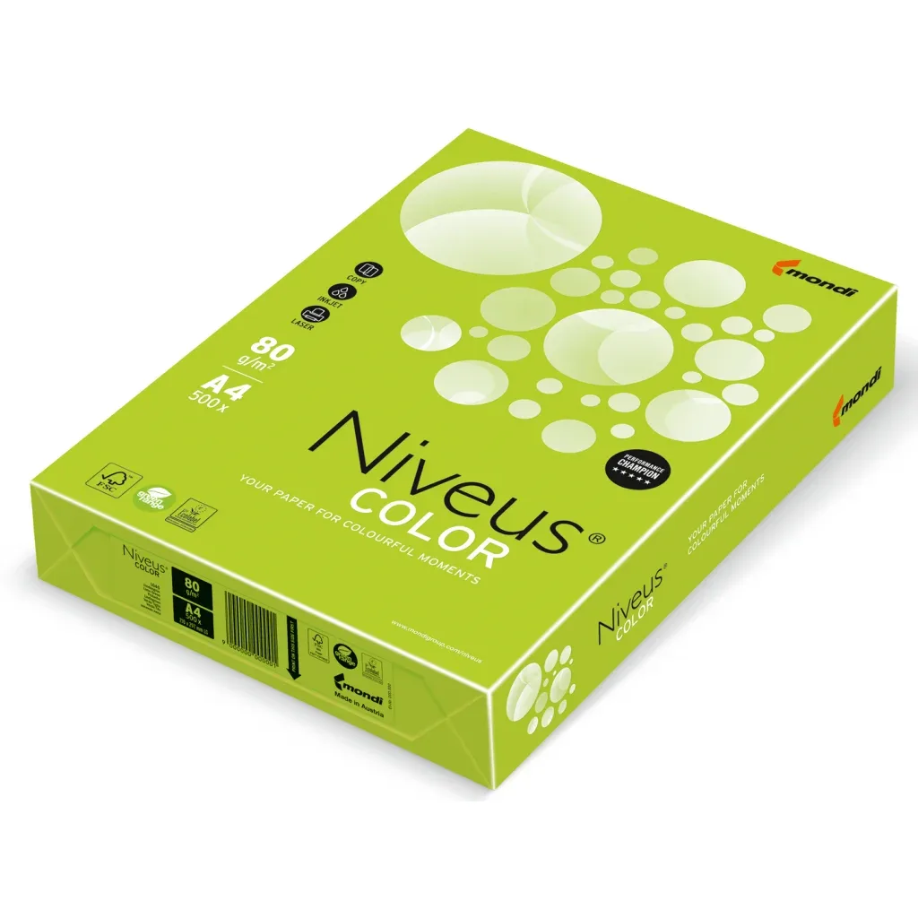Папір Niveus COLOR intensive Lime A4, 80g, 500sh Mondi (A4.80.NVI.LG46.500)
