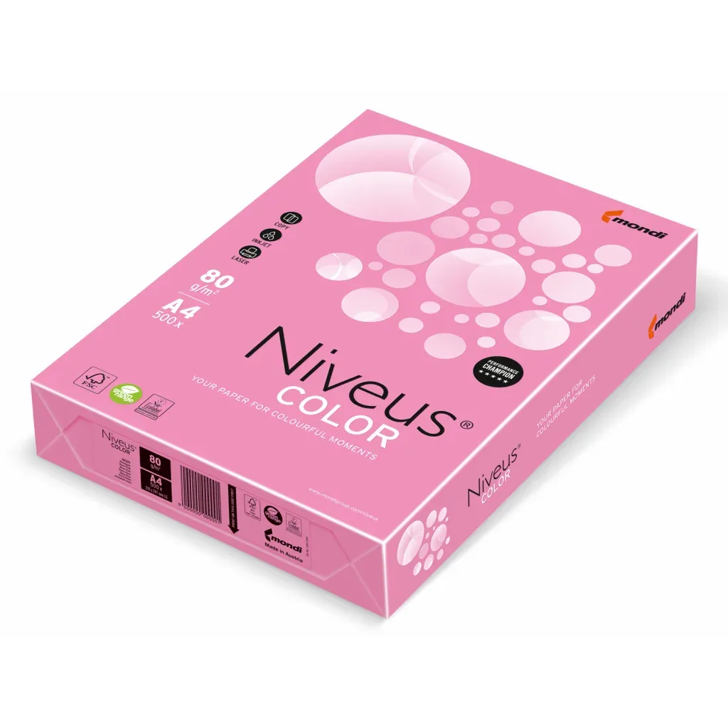Папір Niveus COLOR NEON Pink A4, 80g, 500sh Mondi (A4.80.NVN.NEOPI.500)