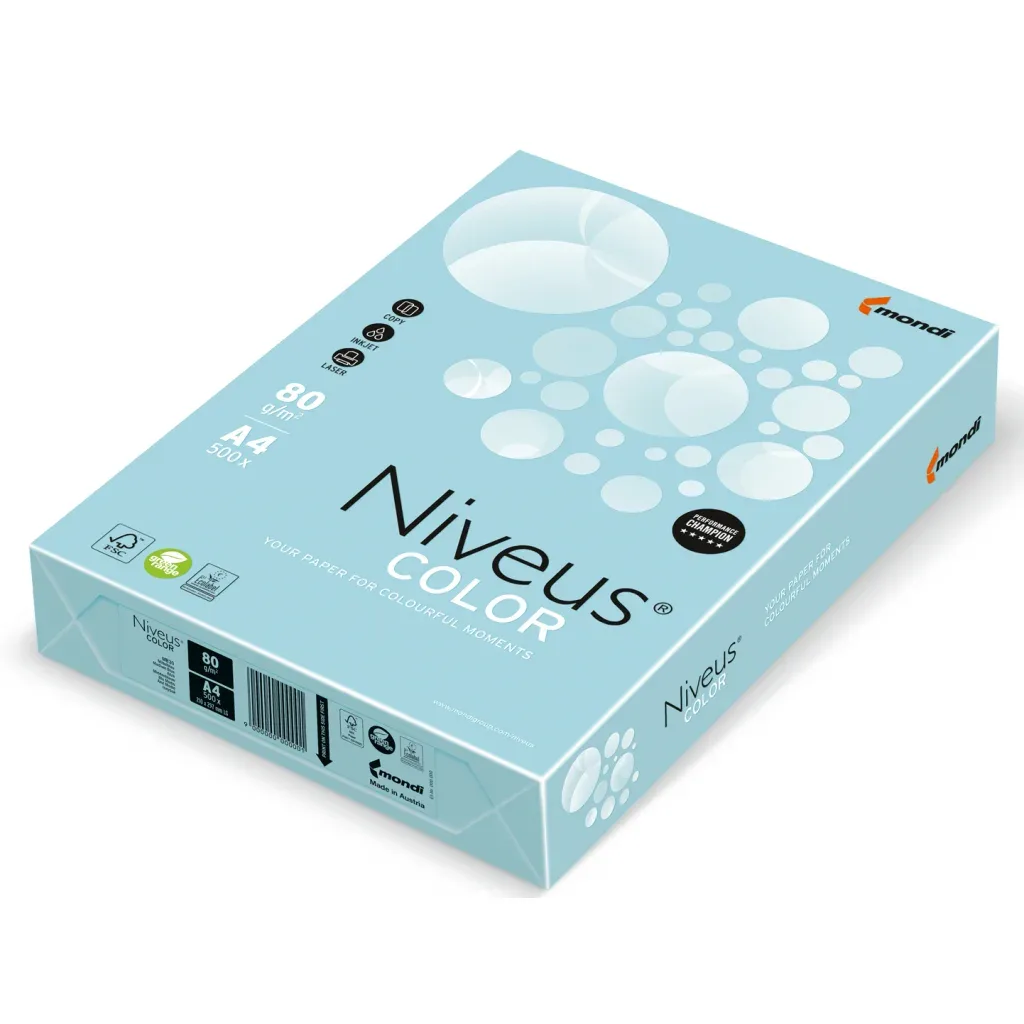 Папір Niveus COLOR Pastel Blue A4, 80g, 500sh Mondi (A4.80.NVP.MB30.500)