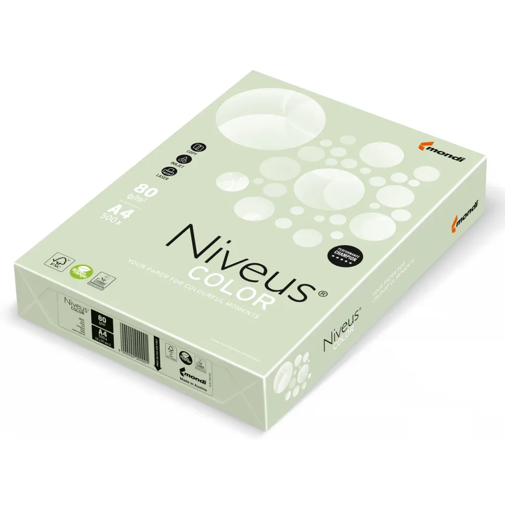 Папір Niveus COLOR Pastel lightGreen A4, 80g, 500sh Mondi (A4.80.NVP.GN27.500)