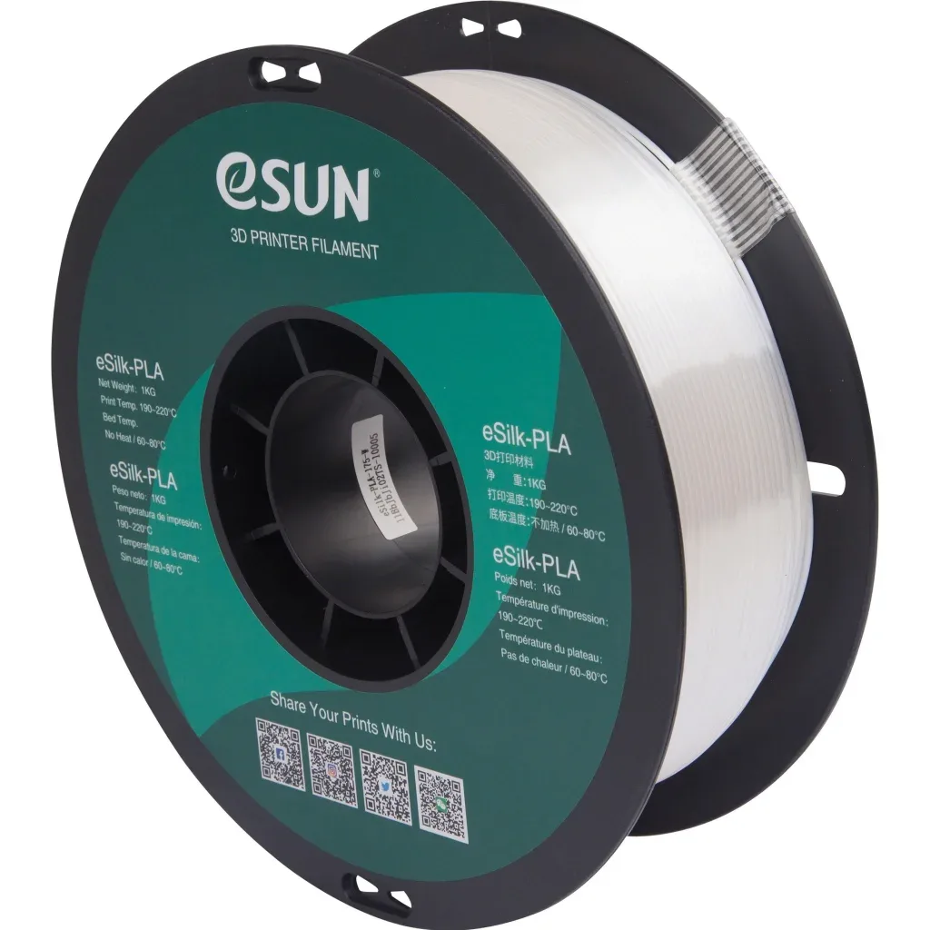 Пластик для 3D-принтера eSUN ePLA-Silk 1,75mm 1kg WHITE (EPLA-SILK-P175W1)