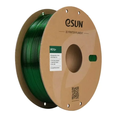 Пластик для 3D-принтера eSUN PETG+ Translucent 1,75mm 1kg, Green, Paper Roll (PETG+175T-G1P1)