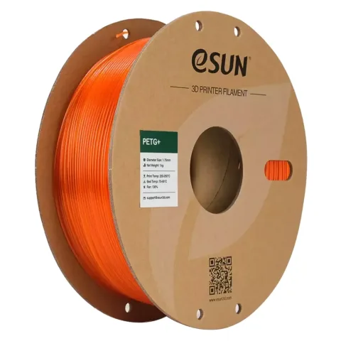 Пластик для 3D-принтера eSUN PETG+ Translucent 1,75mm 1kg Orange, Paper Roll (PETG+175T-O1P1)