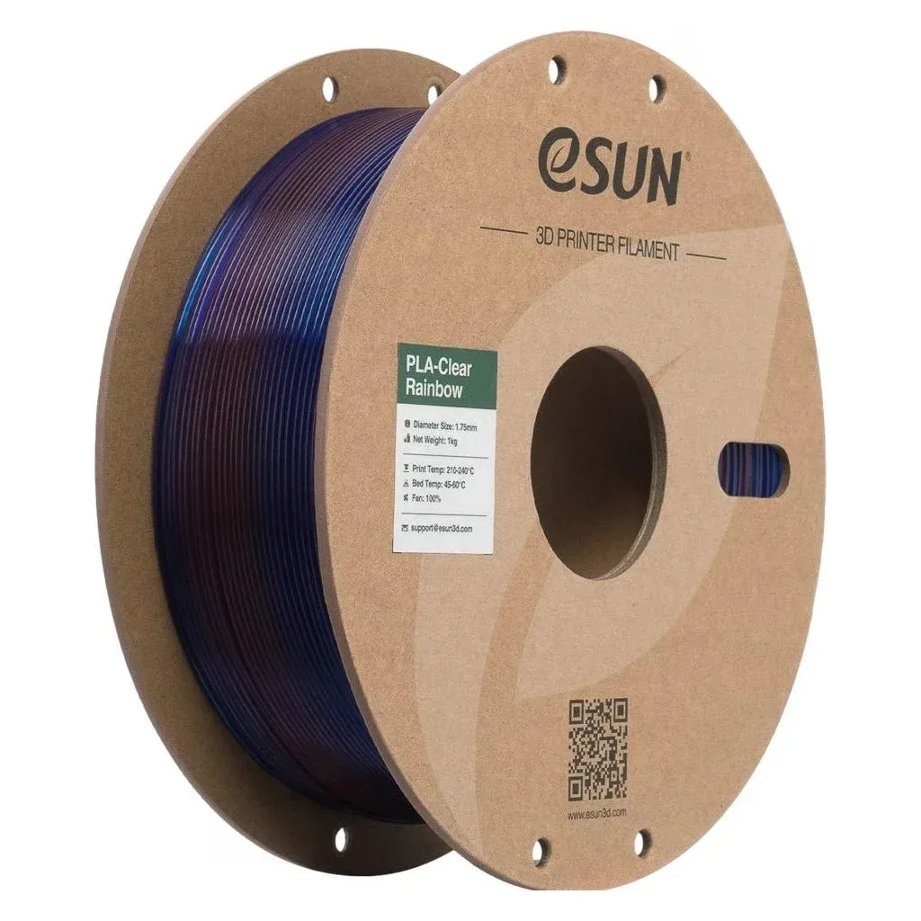 Пластик для 3D-принтера eSUN PLA Clear Rainbow 1,75mm 1kg Transl BLUE PURPLE (PLA-CLRB175T-UZ1P1)