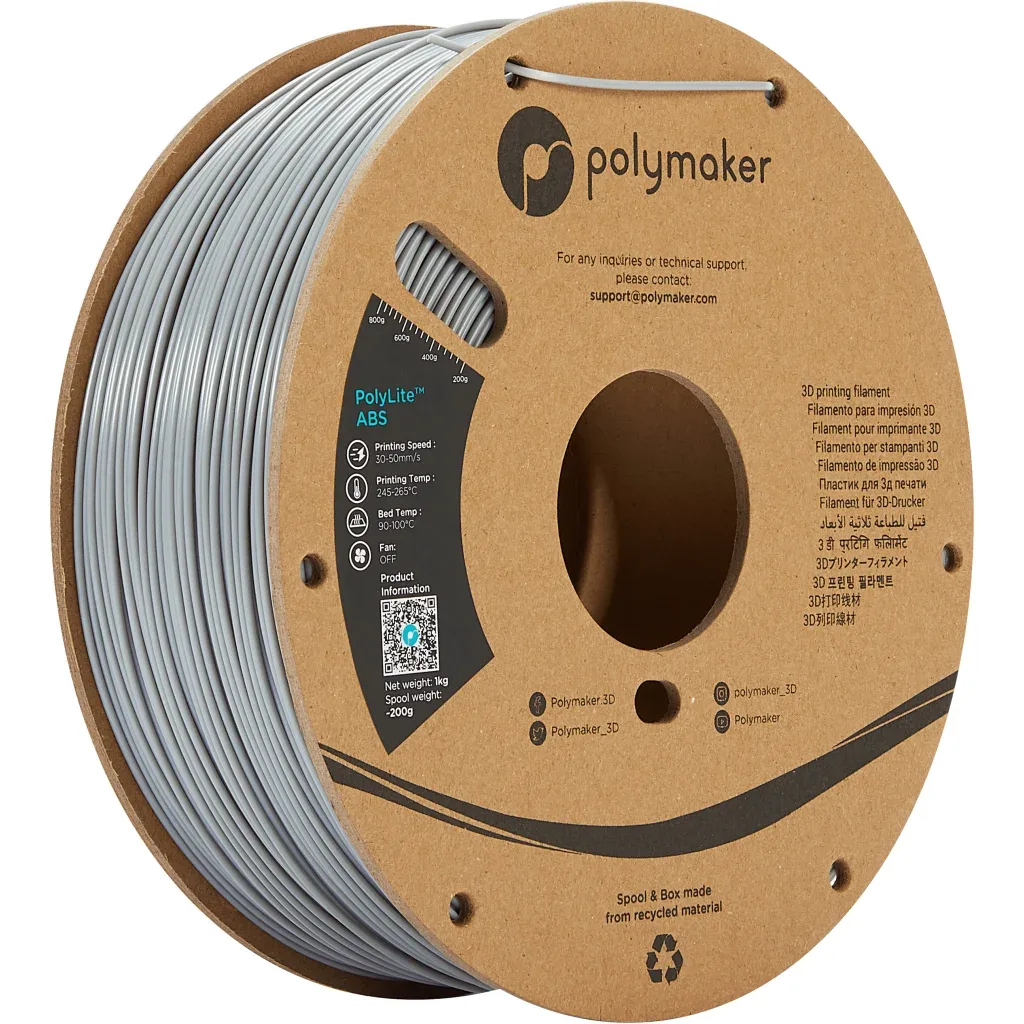Пластик для 3D-принтера Polymaker ABS POLYLITE 1,75mm 1kg GREY (PE01003)