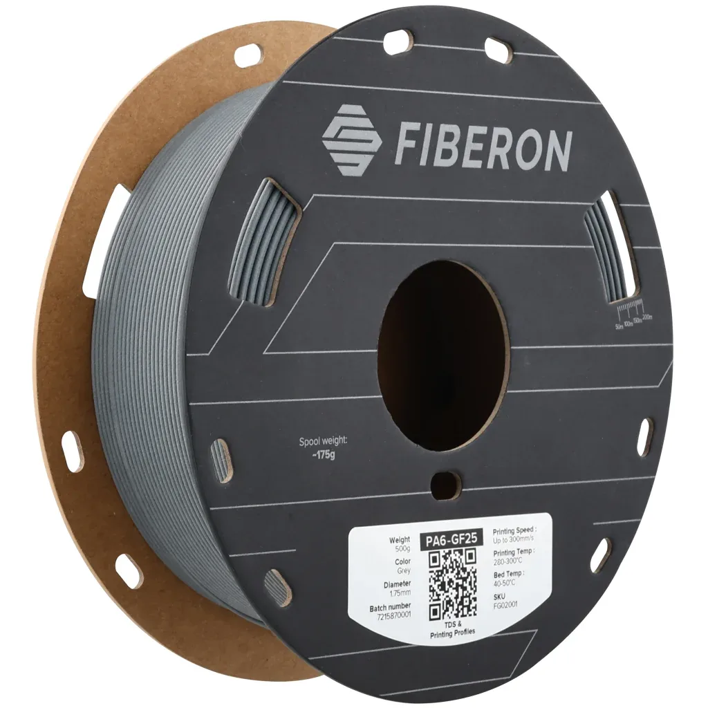 Пластик для 3D-принтера Polymaker Fiberon PA6-GF25 1,75mm 0,5kg GREY (FG02001)
