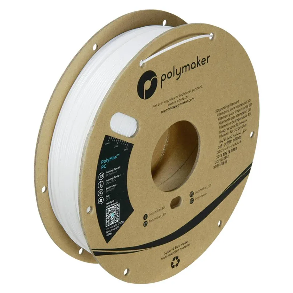 Пластик для 3D-принтера Polymaker PC PolyMax TOUGH 1,75mm 0,75kg WHITE (PC02002)