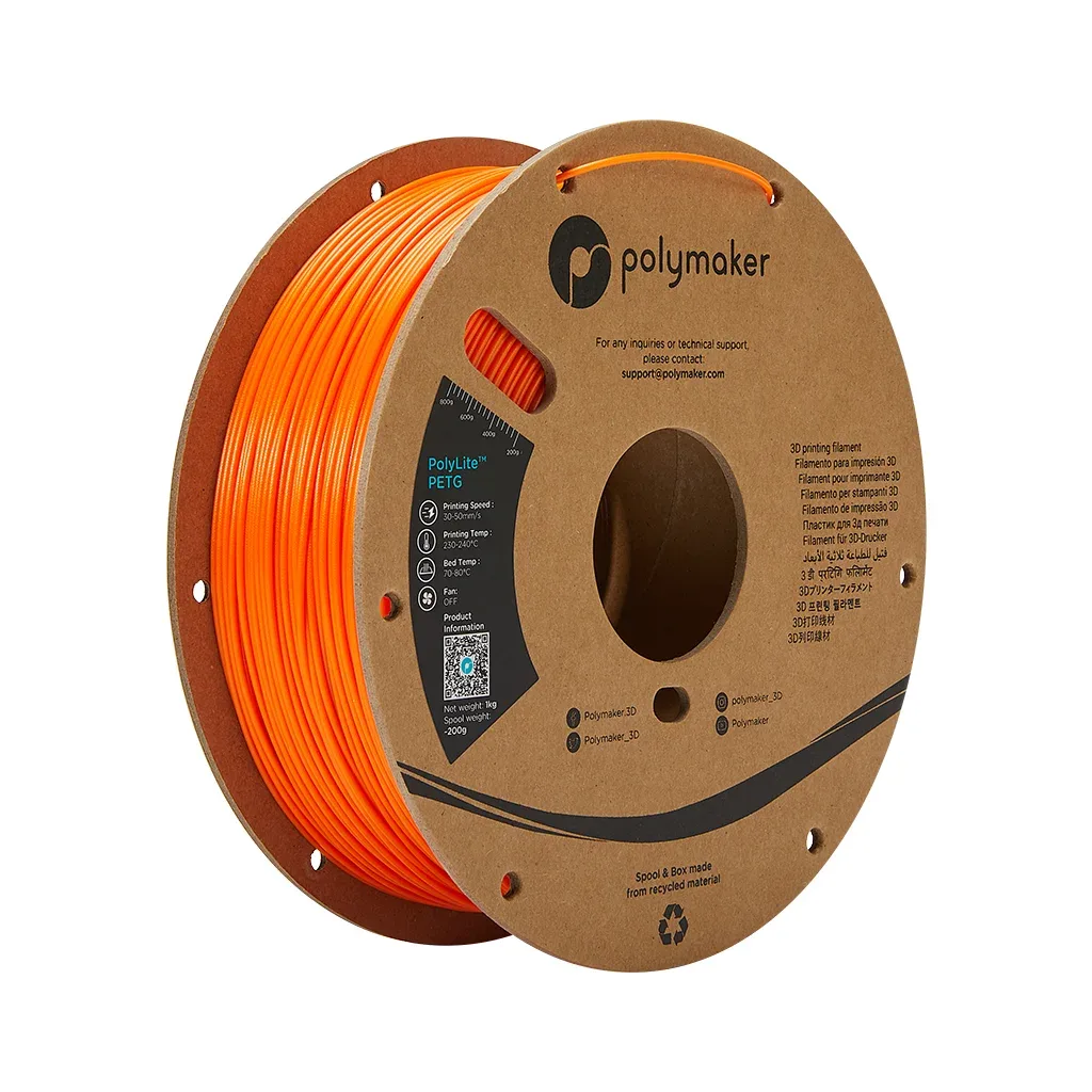 Пластик для 3D-принтера Polymaker PETG POLYLITE 1,75mm 1kg ORANGE (PB01009)