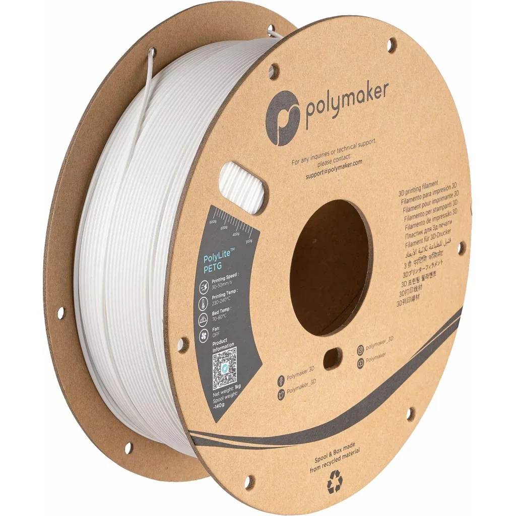 Пластик для 3D-принтера Polymaker PETG POLYLITE 1,75mm 1kg WHITE (PB01002)