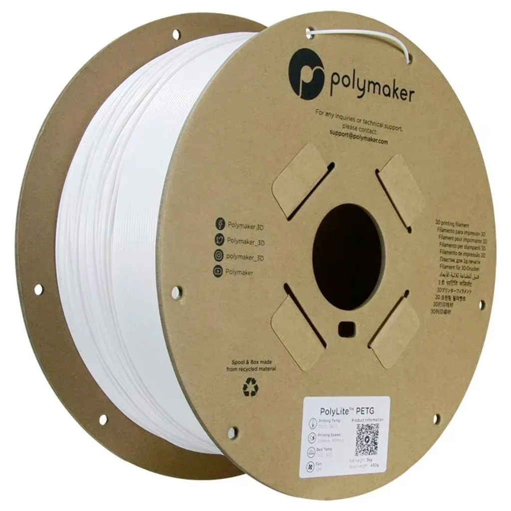 Пластик для 3D-принтера Polymaker PETG POLYLITE 1,75mm 3kg WHITE (PB01052)