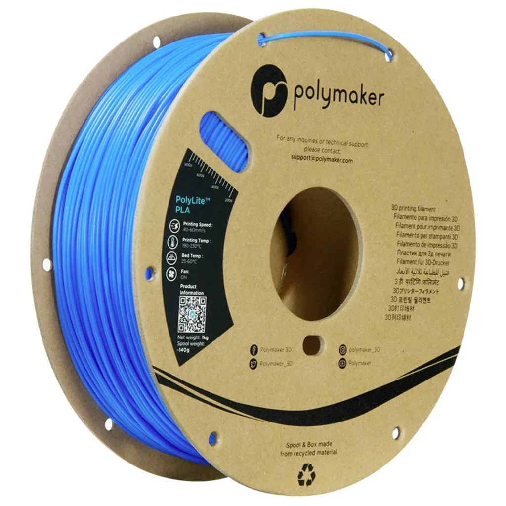 Пластик для 3D-принтера Polymaker PLA POLYLITE 1,75mm 1kg AZURE BLUE (PA02064)