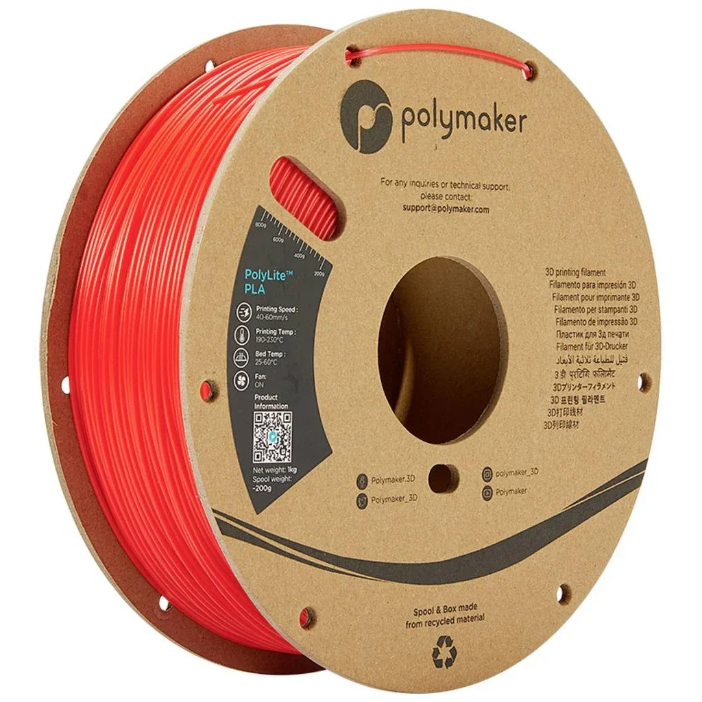 Пластик для 3D-принтера Polymaker PLA POLYLITE 1,75mm 1kg RED (PA02004)