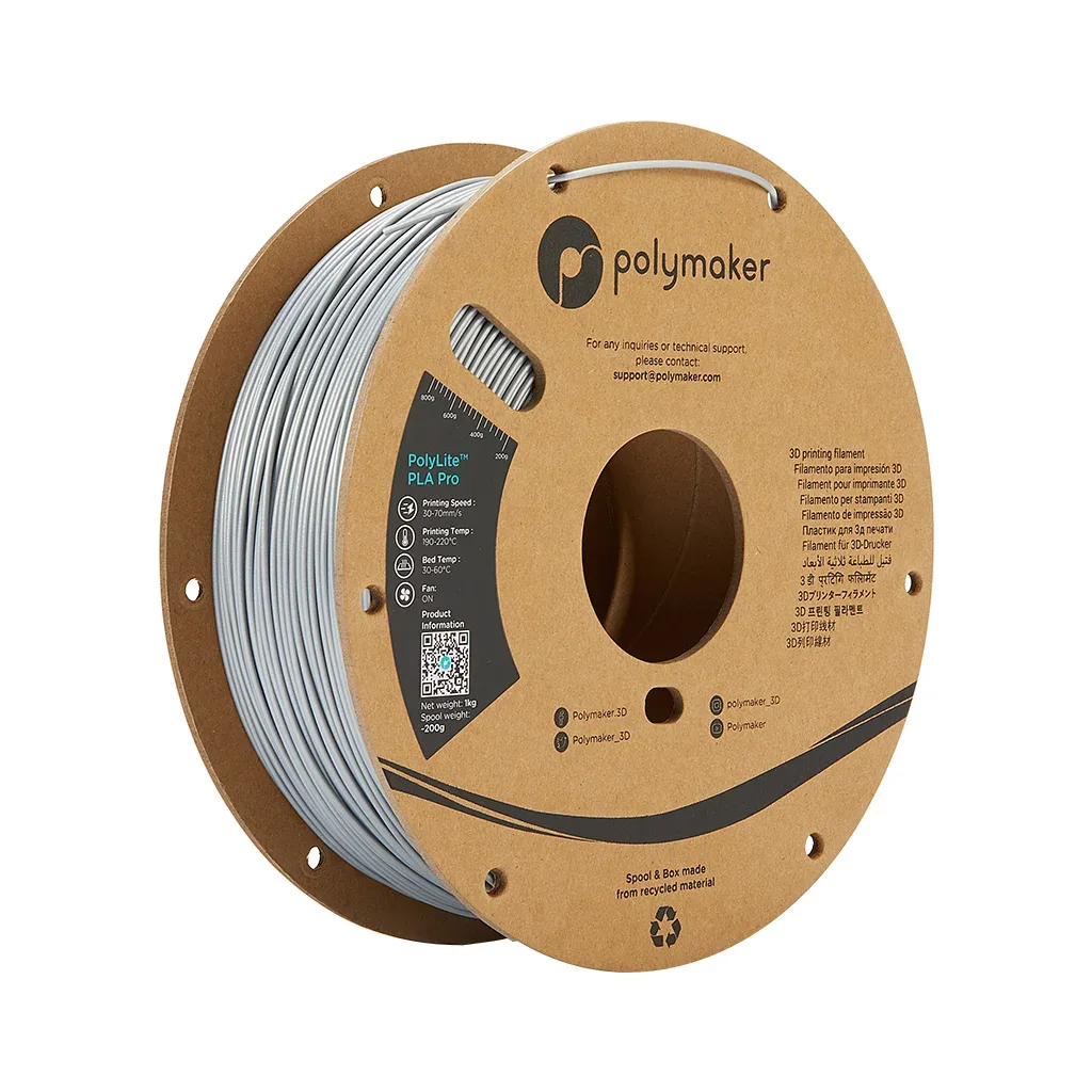 Пластик для 3D-принтера Polymaker PLA POLYLITE PRO 1,75mm 1kg METALLIC SILVER (PA07007)