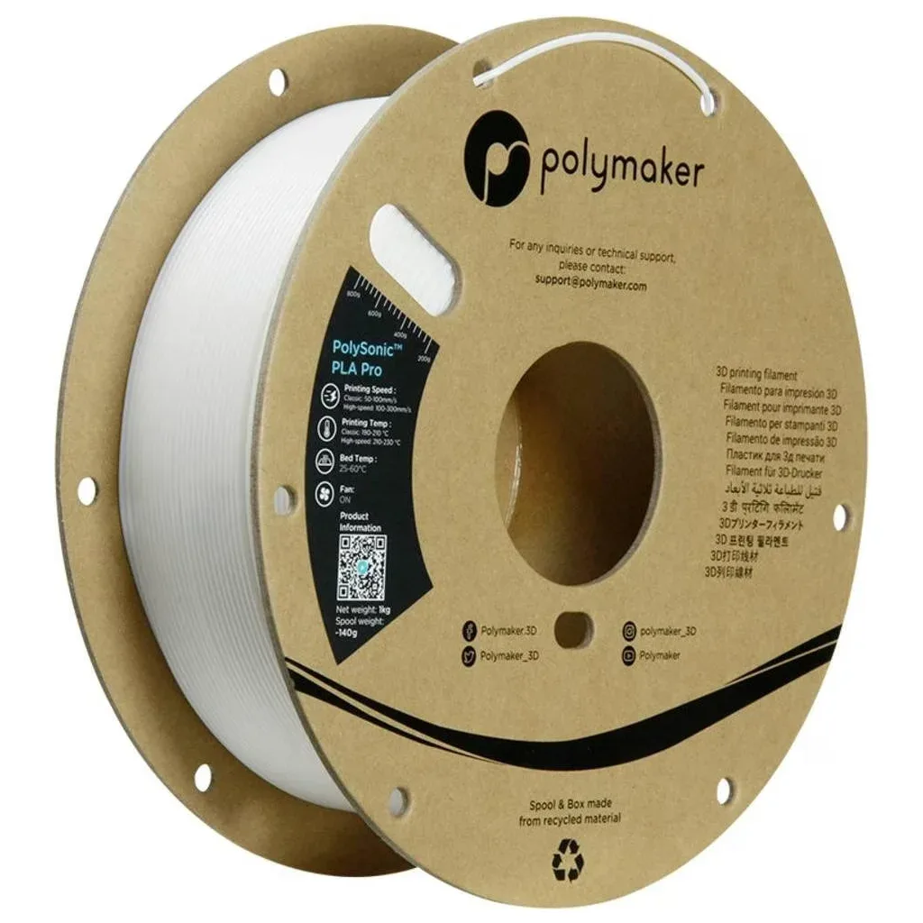 Пластик для 3D-принтера Polymaker PLA PRO HIGH SPEED TOUGH 1,75mm WHT 1kg (PA13001)