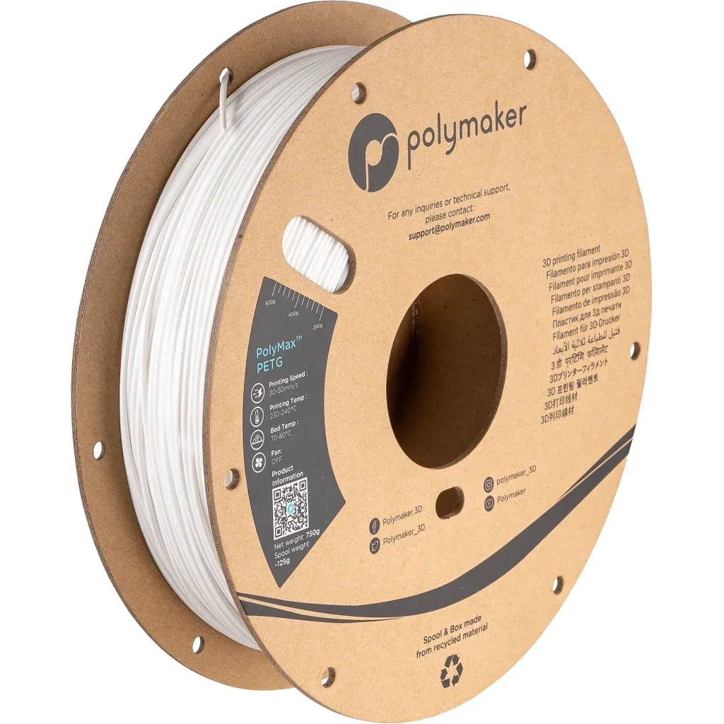 Пластик для 3D-принтера Polymaker TOUGH PETG 1,75mm 0,75kg WHITE (PB02002)