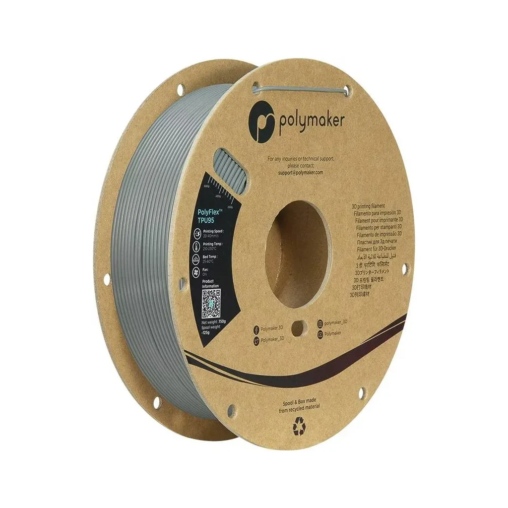 Пластик для 3D-принтера Polymaker TPU-95A 1,75mm 0,75kg GREY (PD01015)