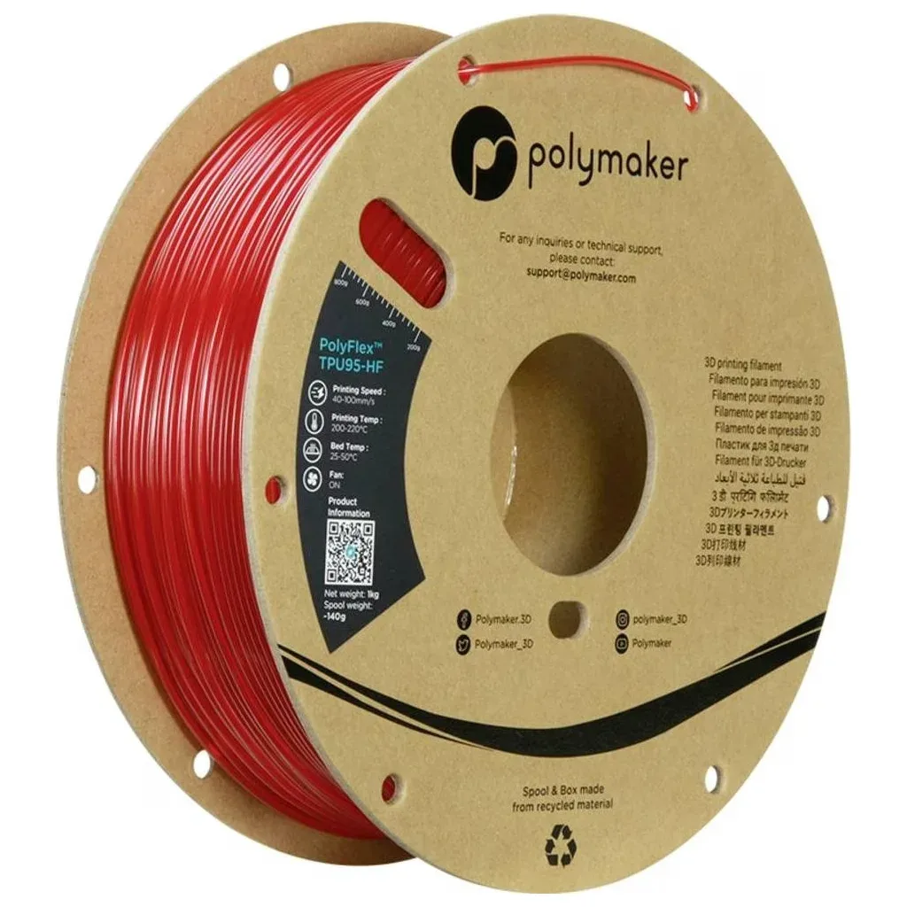 Пластик для 3D-принтера Polymaker TPU-95A HIGH SPEED 1,75mm 1kg TRANS RED (PD03007)