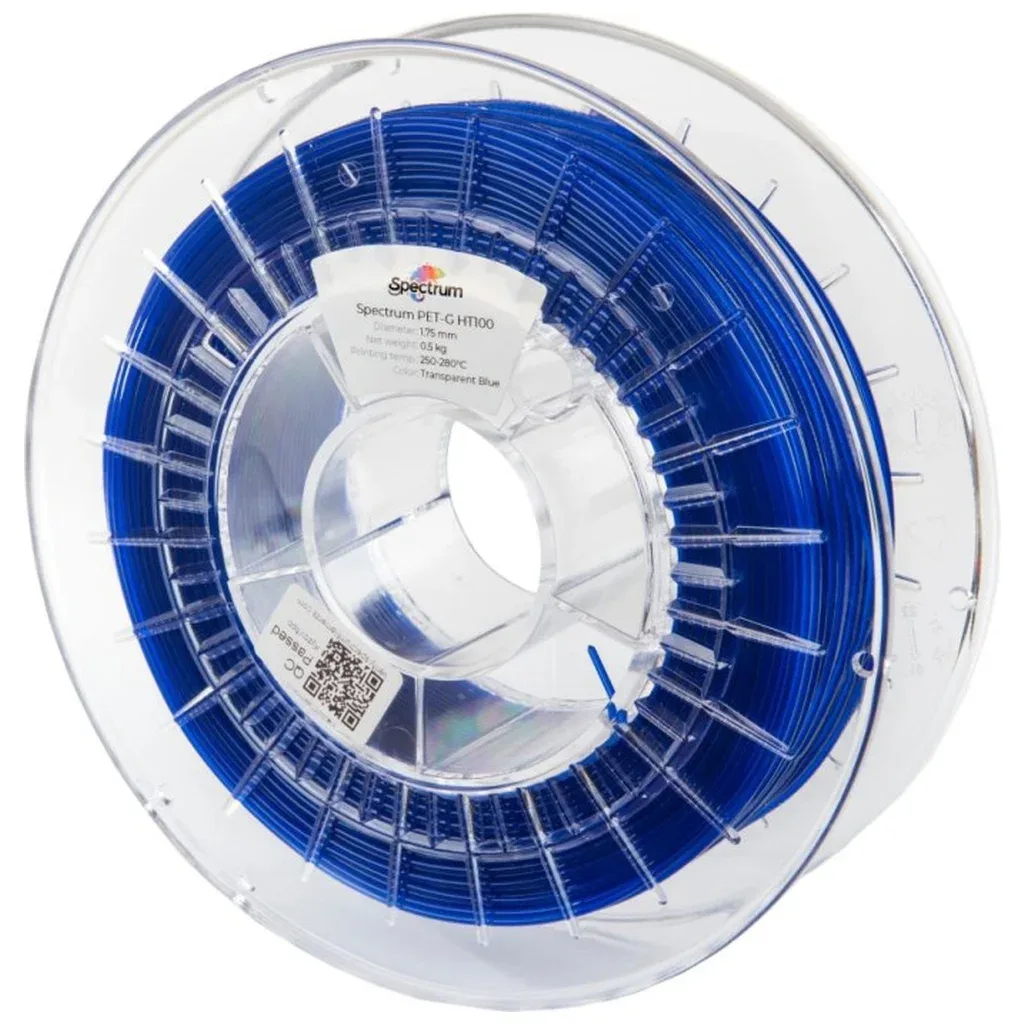 Пластик для 3D-принтера Spectrum PET-G HT100 1.75mm 0.5kg TRANSPARENT BLUE (80402)