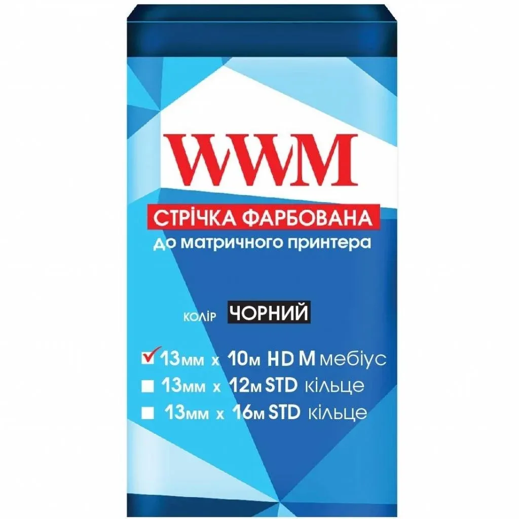 Стрічка до принтерів 13mm * 10m HD Left Black WWM (R13.10HM)