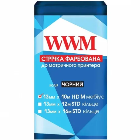 Стрічка до принтерів 13mm * 10m HD Left Black WWM (R13.10HM)