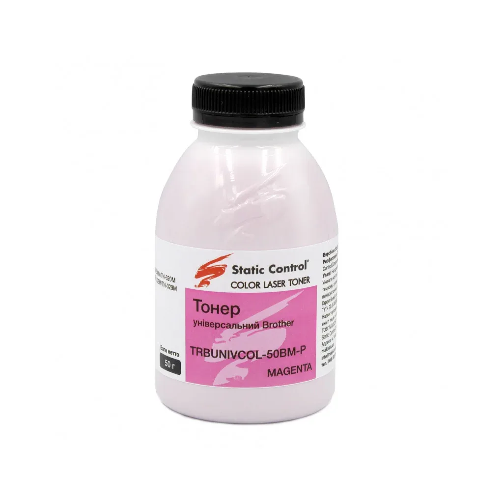 Тонер Brother 50г magenta, фасовка Static Control (TRBUNIVCOL-50BM-P)