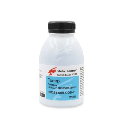 Тонер HP CLJP M252/M254/M452 50г cyan, фасовка Static Control (HM254-50B-COS-P)
