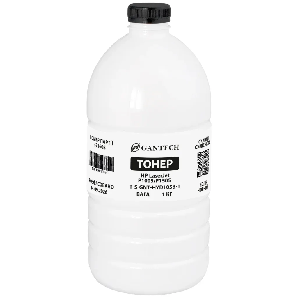 Тонер HP LJ P1005/P1505, bottle 1kg Gantech (TSM-HYD105B-1)